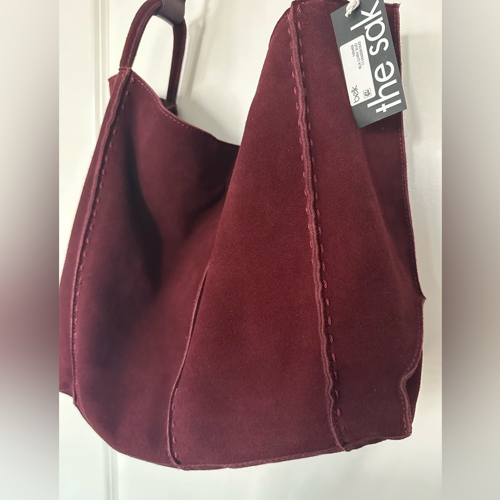 Los Feliz Large Tote in Cherry Suede - The Sak